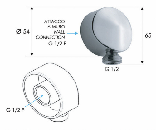 Шланговое подключение для душа Remer 309LDO, золото глянцевое