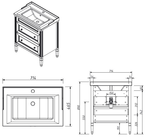Тумба напольная Caprigo Albion Concept 70 34022-SF022