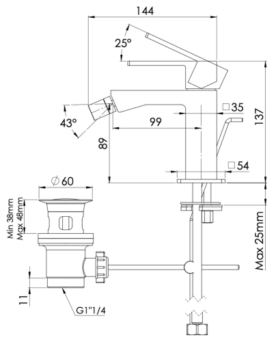 Смеситель для биде Mariani Rebel A14493RE12