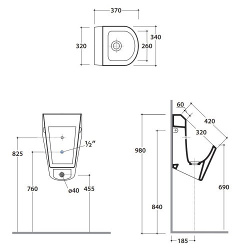 Писсуар Globo Forty3 FO029BI