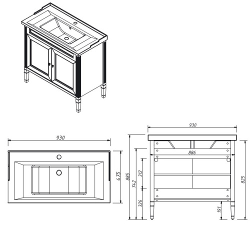 Тумба напольная Caprigo Albion Concept 90 34013-SF013