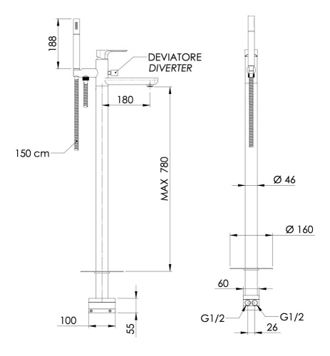 Смеситель для ванны Daniel Tiara TA678DP