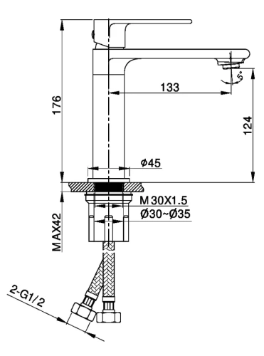 Смеситель для раковины Vincea Vogue VBF-1V1CH