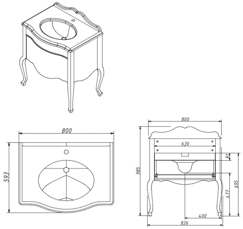Тумба напольная Caprigo Bourget 80 11021-B013