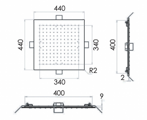 Верхний душ потолочный 44 см Remer 357EFS44NO, черный матовый