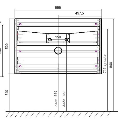 Тумба подвесная Vincea Vico 1000 V.Oak VMC-2V100VO