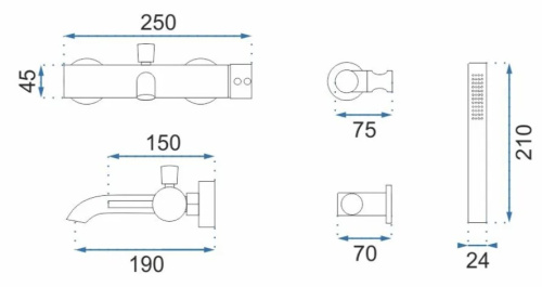 Смеситель для ванны Rea Lungo Rose Gold B6695