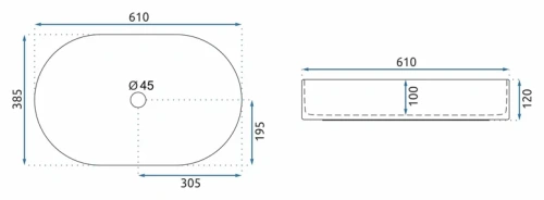 Умывальник Rea Nadia 60 black matt stone U8565