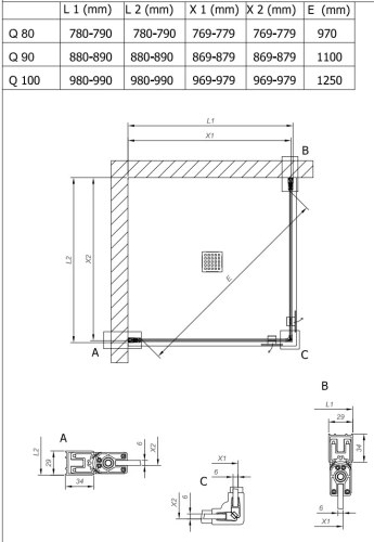 Душевой уголок Kolpa-San Andromeda Q 80 black transparent 516480