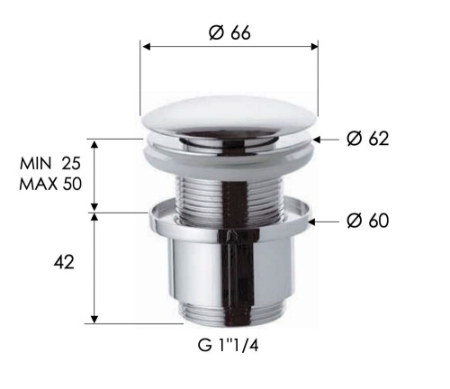 Донный клапан без перелива 1”1/4 Remer 904CC2114BG, золото брашированное