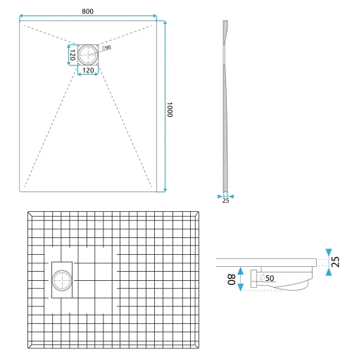 Душевой поддон Rea Magnum Carrara Black 80x100 K7007