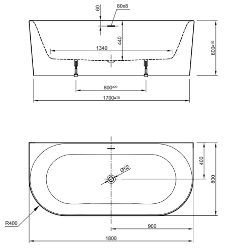 Ванна акриловая Knief Fresh 180X80 0100-231