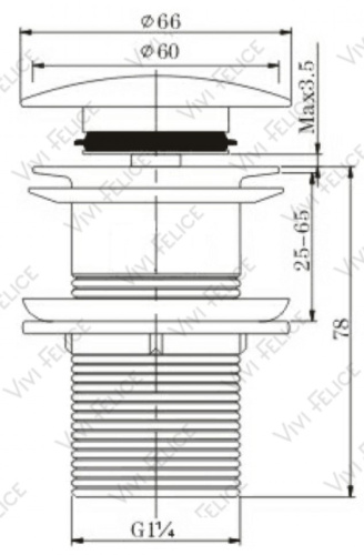 Донный клапан для раковины Vivi Felice V-5 Nichel без перелива