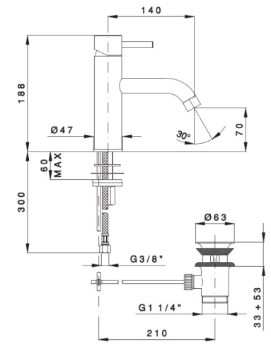 Смеситель для раковины Nicolazzi 3722CR