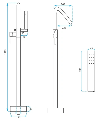 Смеситель для ванны Rea Aras chrom B2718