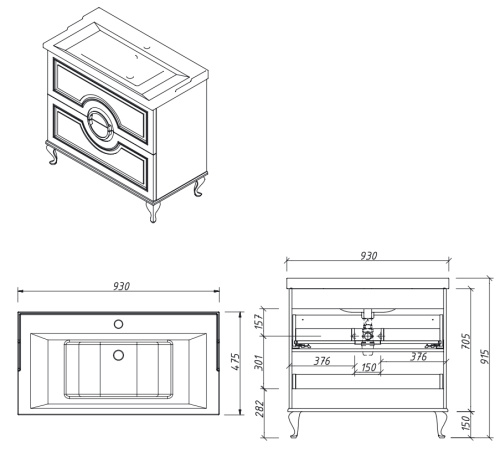 Тумба напольная Caprigo Valletta 90 35318-SF019