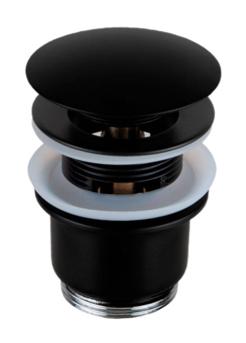 Донный клапан с переливом 1”1/4 Remer 905CC2114NO, черный матовый