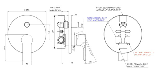 Смеситель для душа Mariani Kali B14173KL