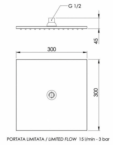 Верхний душ с шарнирным соединением 30 см Remer 359SSLX