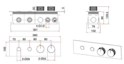 Смеситель для душа Nemo NM-8051BG brush gold