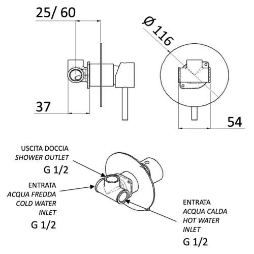 Смеситель для душа Mariani Next B14179NS