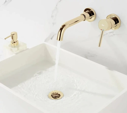 Смеситель для умывальника Rea Lungo long gold B0370