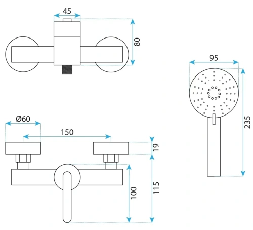 Смеситель для душа Rea Ontario gold matt B5501