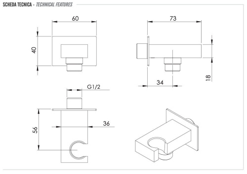 Держатель ручного душа с подключением Remer 337W