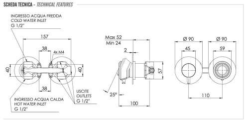 Смеситель для душа Remer Element ET93ZPBG, золото брашированное
