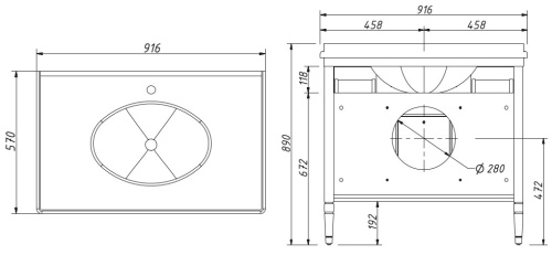 Тумба напольная Caprigo Albion 90 10323-B059