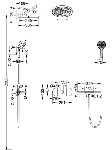 Душевая система Vincea Futura VSFW-2F12TGM