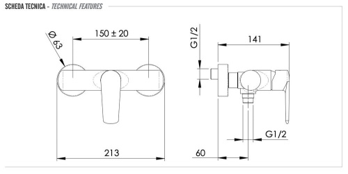 Смеситель для душа Remer Vanity V33