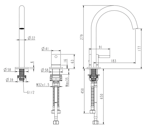 Смеситель для раковины Nemo Round NM-2318MB matte black