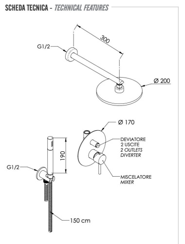 Душевая система Remer X Style X09S02ONO, черный матовый