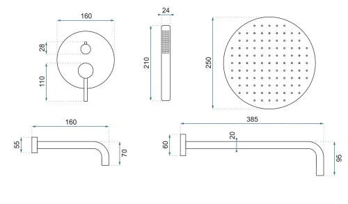 Душевая система Rea Lungo Copper Brush P8810