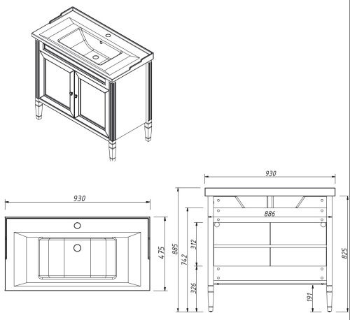 Тумба напольная Caprigo Albion Promo 90 33319-B002