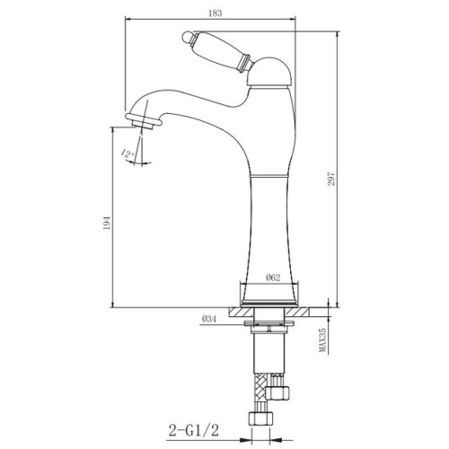 Смеситель для умывальника Caprigo Adria-uno 02-525-CRM