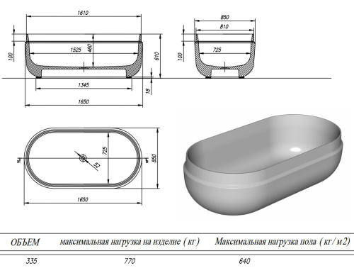 Ванна из искусственного камня Kolpa-San Boul FS 165x85 Sand