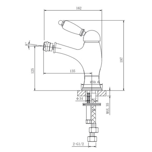 Смеситель для биде Caprigo Adria-uno 02-533-CRM