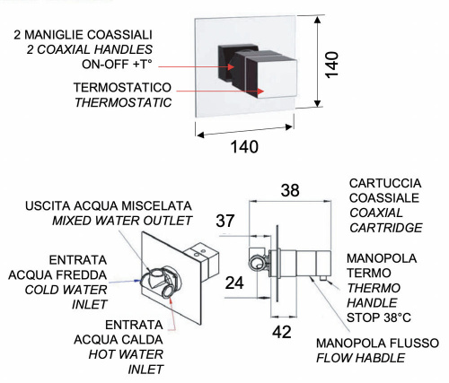 Смеситель для душа Remer Q-Elegance QT30NO, черный матовый