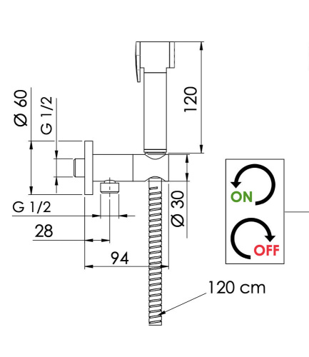 Гигиенический комплект с запорным вентилем Remer 338M332OW