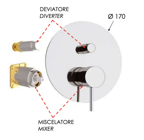 Смеситель для душа Remer X Style X09KBDO, золото глянцевое