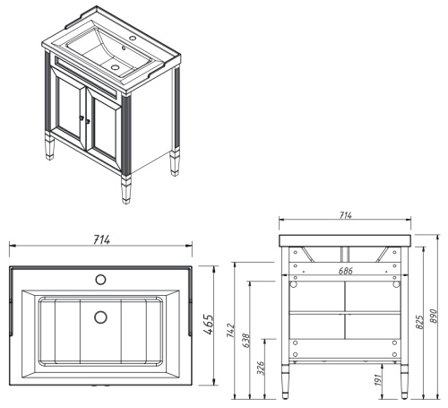Тумба напольная Caprigo Albion Concept 70 34011-SF019