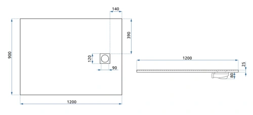 Душевой поддон Rea Magnum black 90*120 K3332