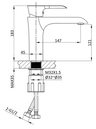 Смеситель для раковины Vincea Esse VBF-1E1CH