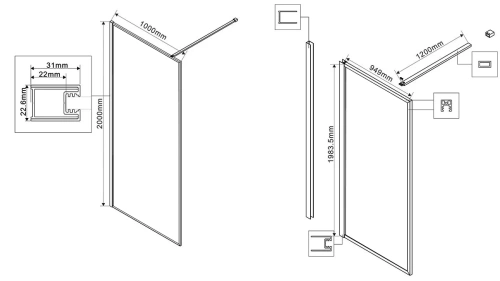 Душевая стенка Vincea Walk-In VSW-1HP100GWBG