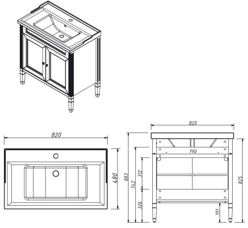 Тумба напольная Caprigo Albion Concept 80 34012-SF026