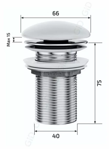 Донный клапан для раковины керамический Gid Whm100 без перелива