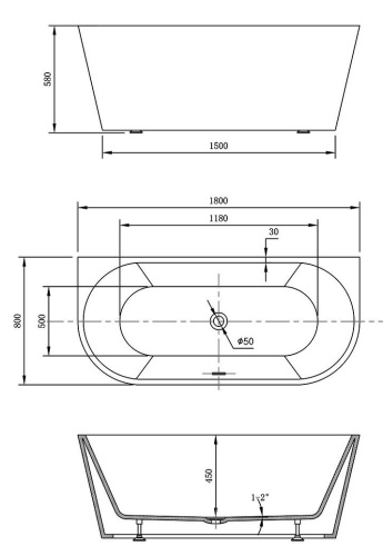 Ванна акриловая Vincea VBT-421-1800