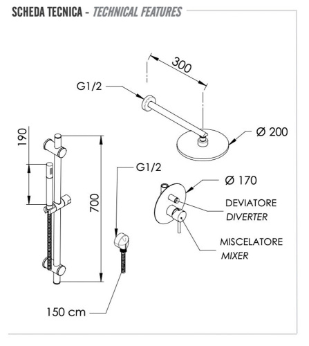 Душевая система Remer X Style X09S01OBO, белый матовый